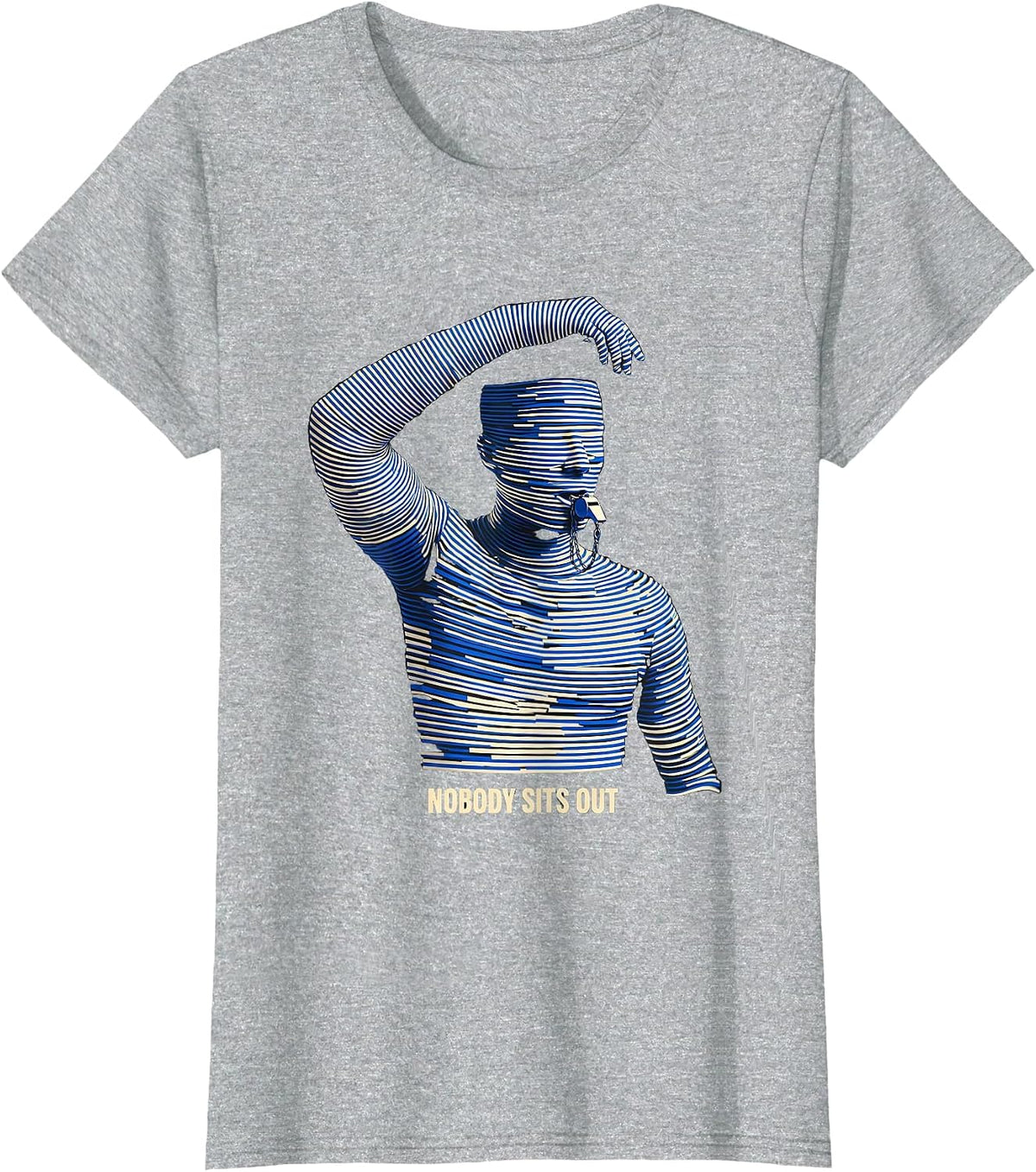 Women's Nobody Sits Out Funny PE Teacher Appreciation Gym Class T-Shirt - Heather Grey