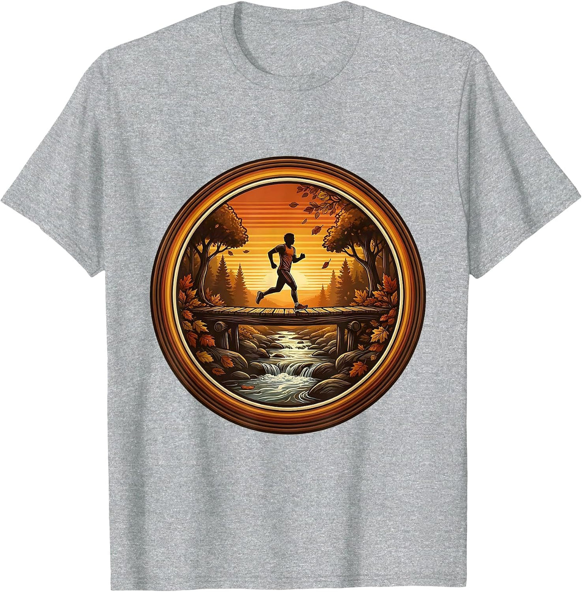 Men's Cozy Jogger Wooden Bridge Creek Fall Athleisure T-Shirt - Heather Grey