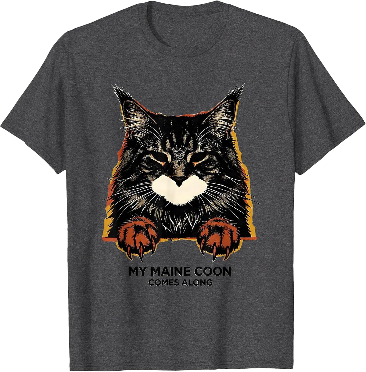 Men's My Maine Coon Comes Along Cute Cat Owner Pet Lover Gift T-Shirt - Dark Heather Grey
