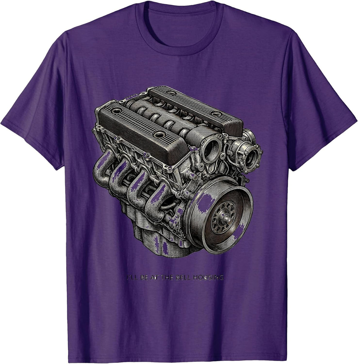 I'll Be At The Bell Housing Funny Mechanic Engine Block T-Shirt - Purple