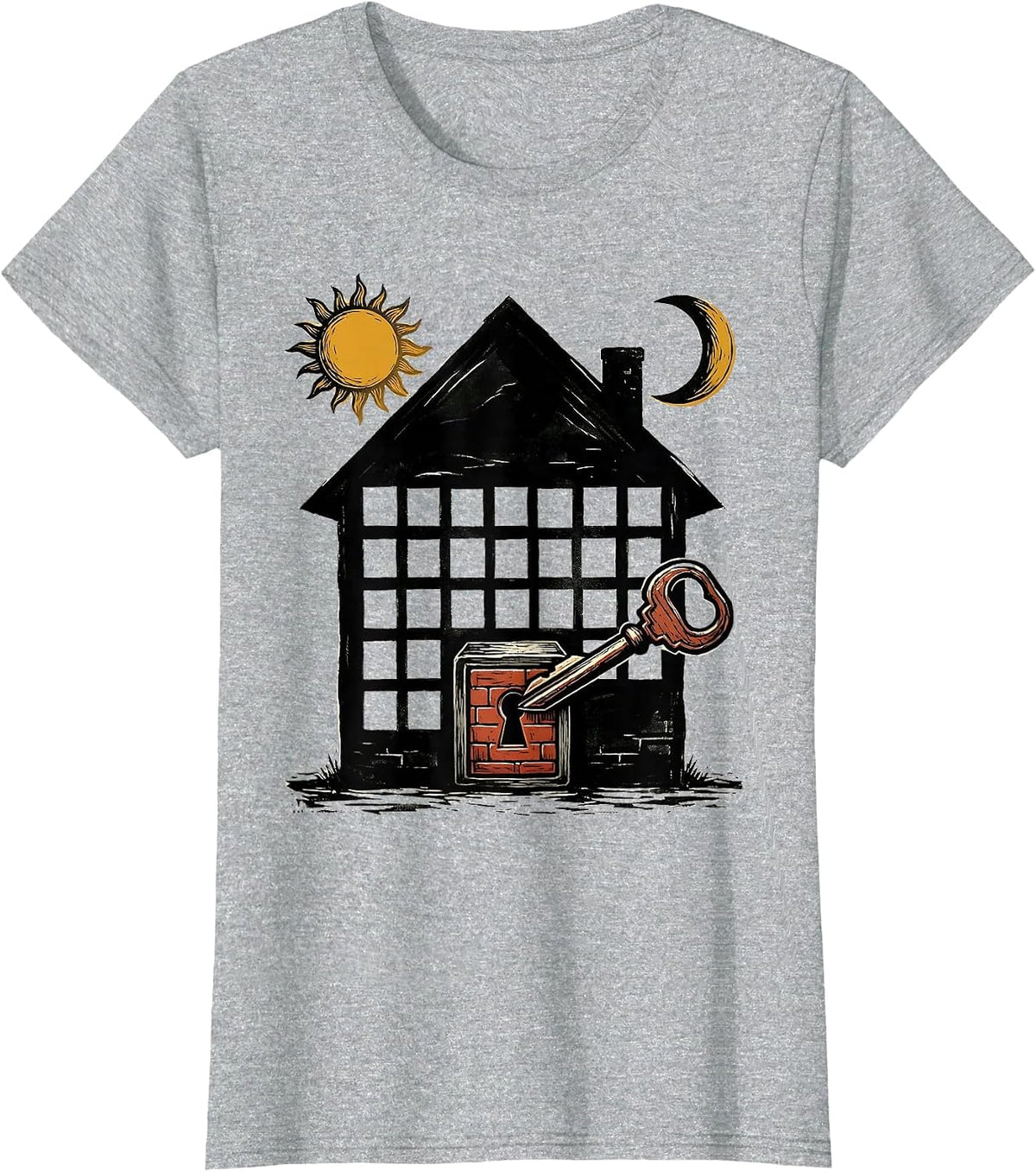 Women's Interlocked House Calendar Realtor Humor Real Estate Agent T-Shirt - Heather Grey