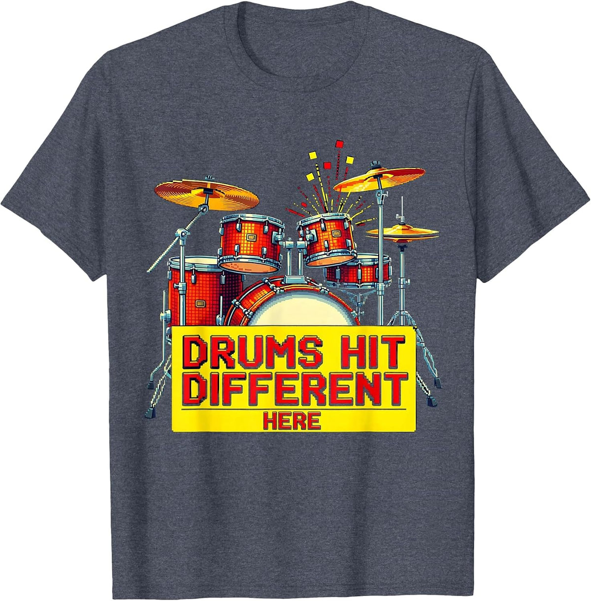 Drums Hit Different Drummer Music Design T-Shirt - Heather Blue