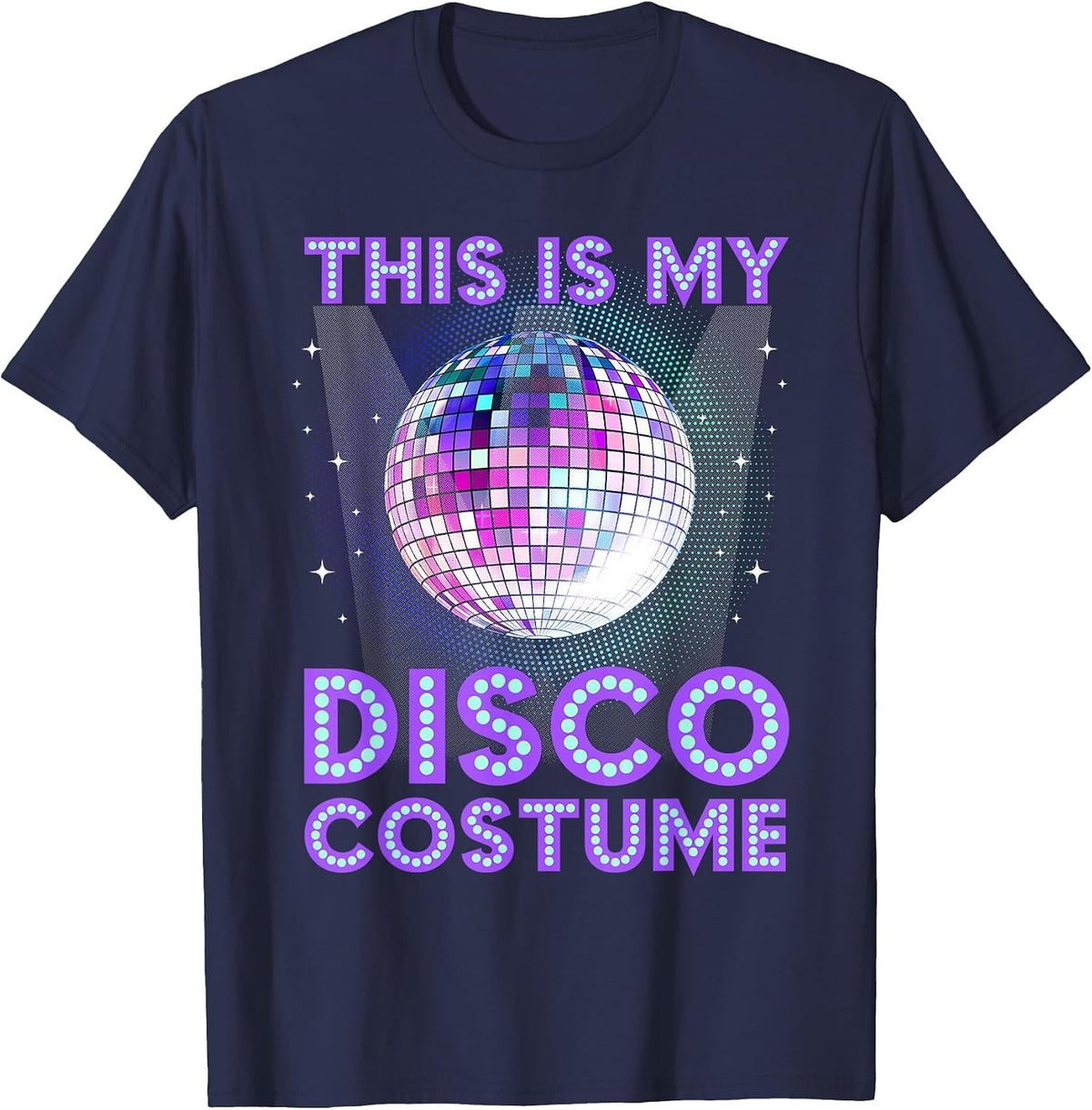 80s Disco Art for Men Women 70s Ball Costume Disco Dance T-Shirt - Navy Blue