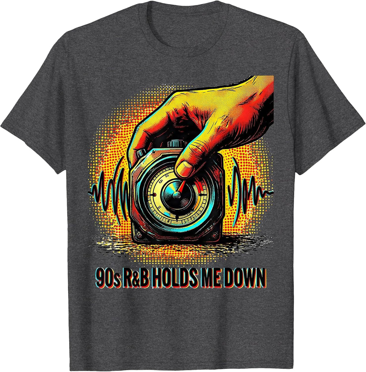 Men's 90s R&B Holds Me Down Pop Art Retro Music Fan T-Shirt - Dark Heather Grey