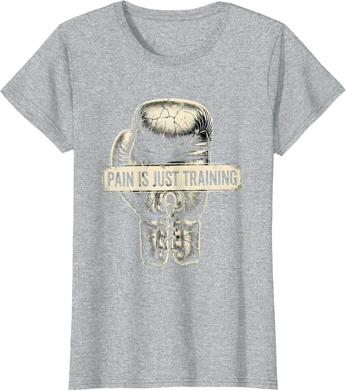Pain Is Just Training Boxing Graphic Design T-Shirt - Heather Grey