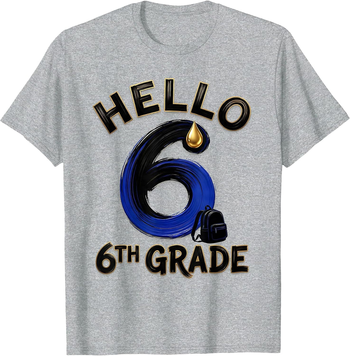 Men's Hello 6th Grade Groovy Back To School First Day of Sixth T-Shirt - Heather Grey