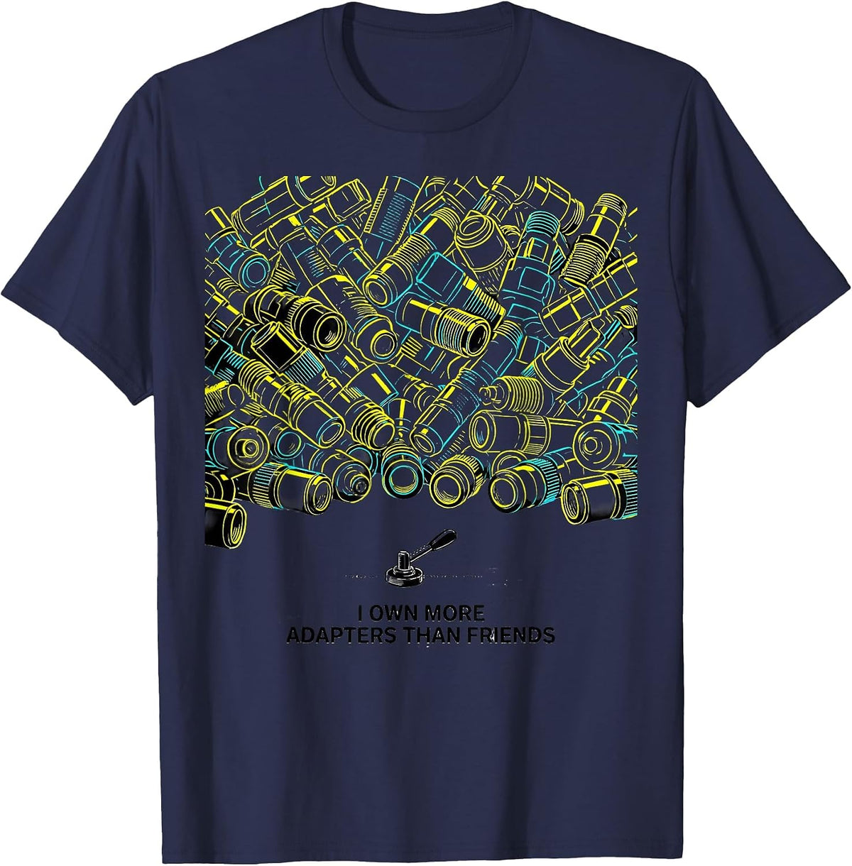 Men's I Own More Adapters Than Friends Funny Ham Radio Operator T-Shirt - Navy Blue