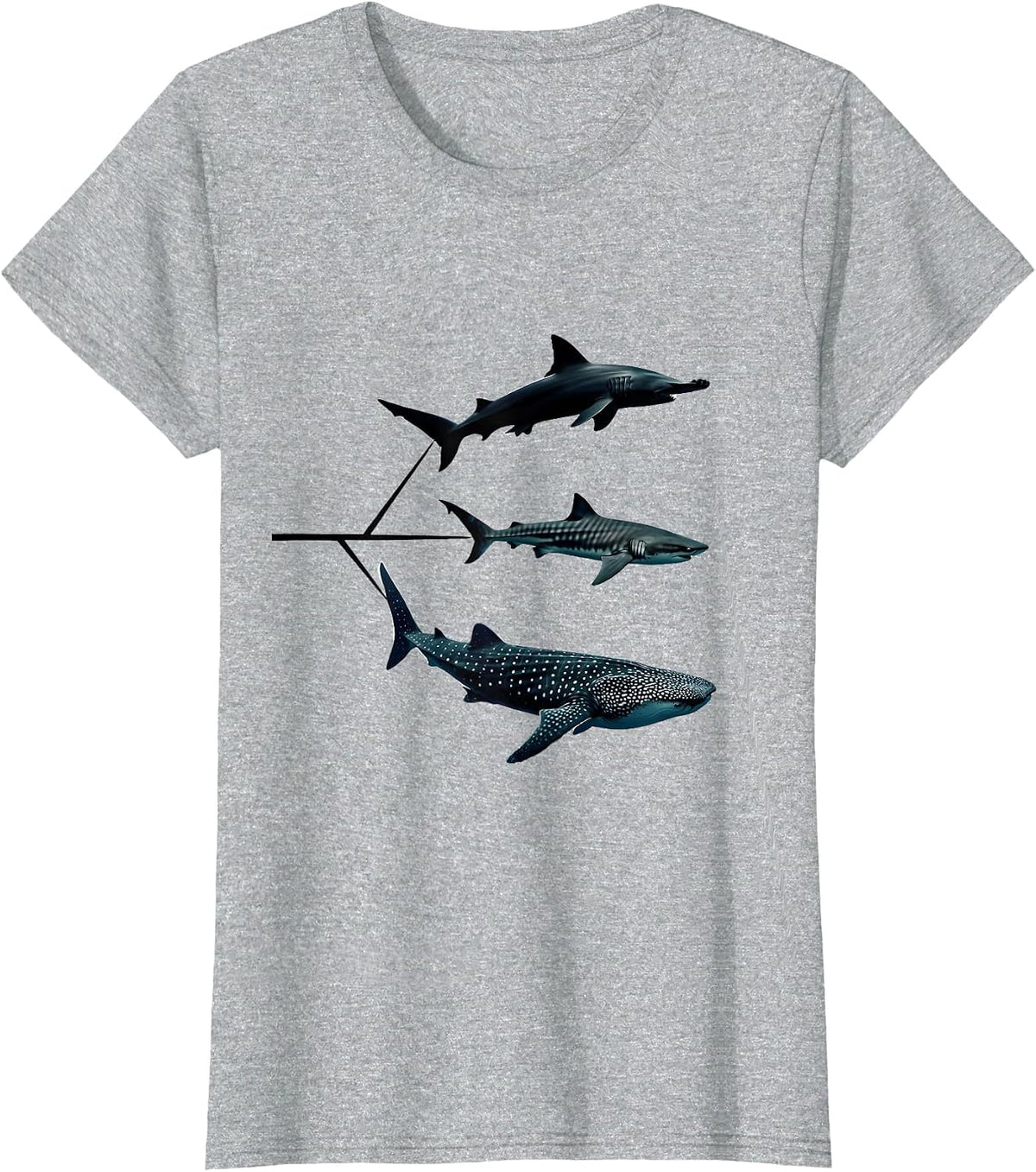 Shark Species Minimalist Ocean Animal Lover Gift T-Shirt - Heather Grey