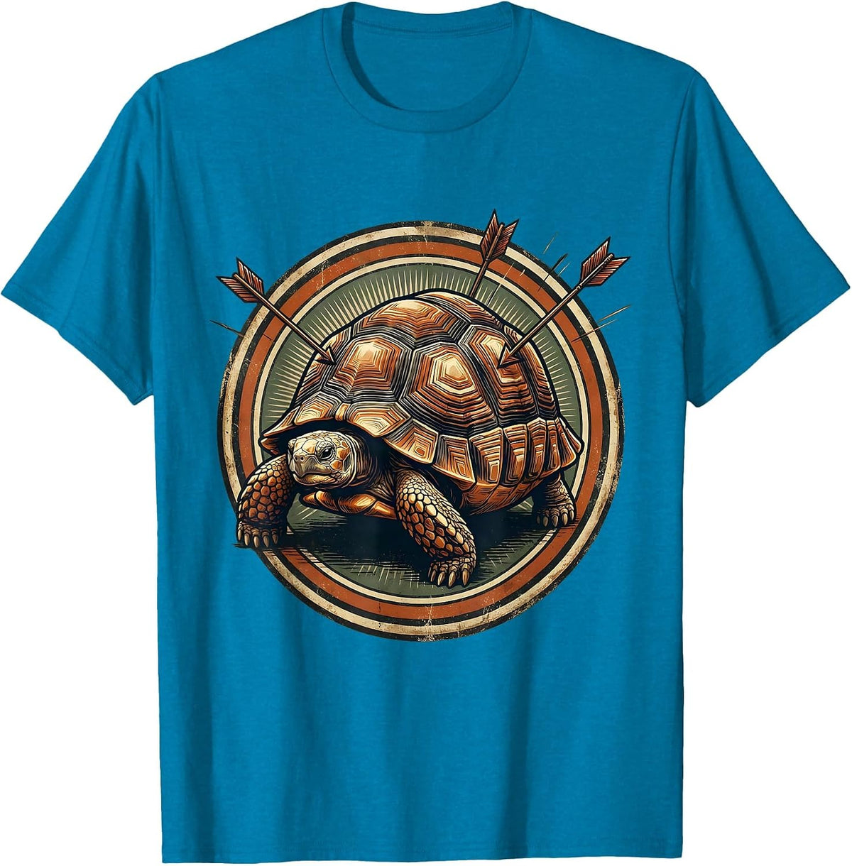 Tortoise Shell Armor Arrow Deflection Graphic T-Shirt - Sapphire Blue
