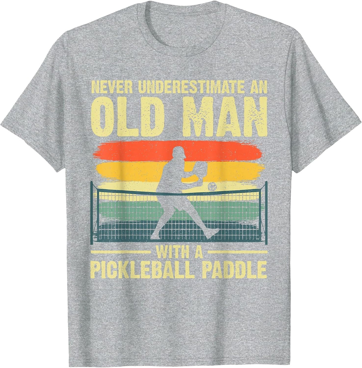 Cool Pickleball Design for Men Grandpa Pickleball Player T-Shirt - Heather Grey