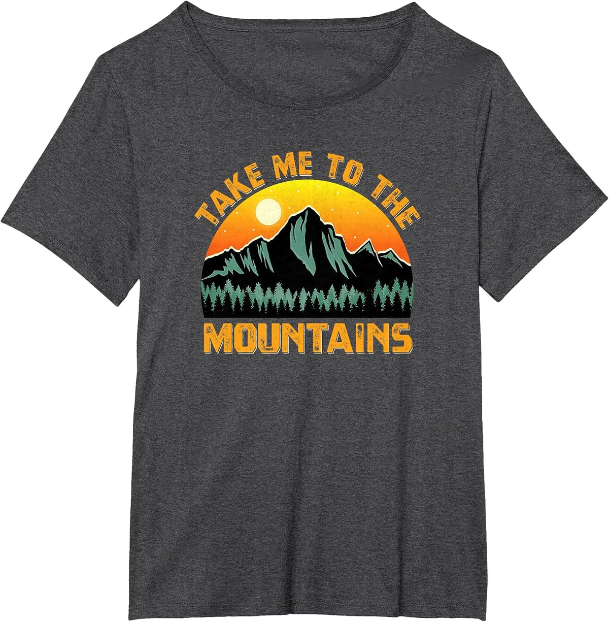 Take Me to The Mountains Vintage Style Outdoor Sunset T-Shirt - Dark Heather Grey