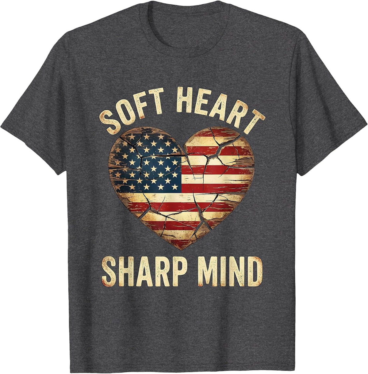 Soft Heart Sharp Mind Empowerment Design T-Shirt - Dark Heather Grey