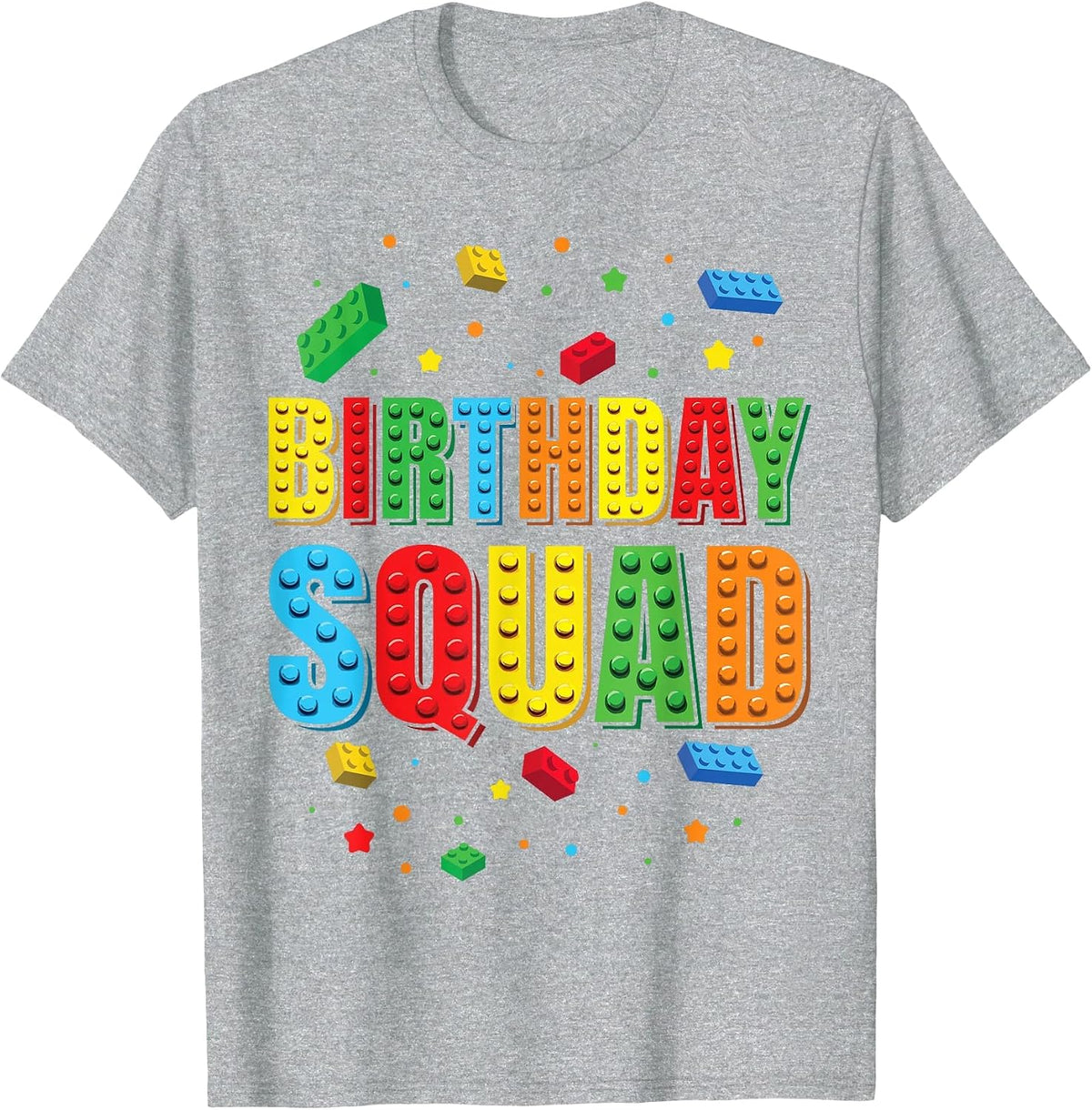 Birthday Squad Playing Bricks Block Building Brick Builder T-Shirt - Heather Grey