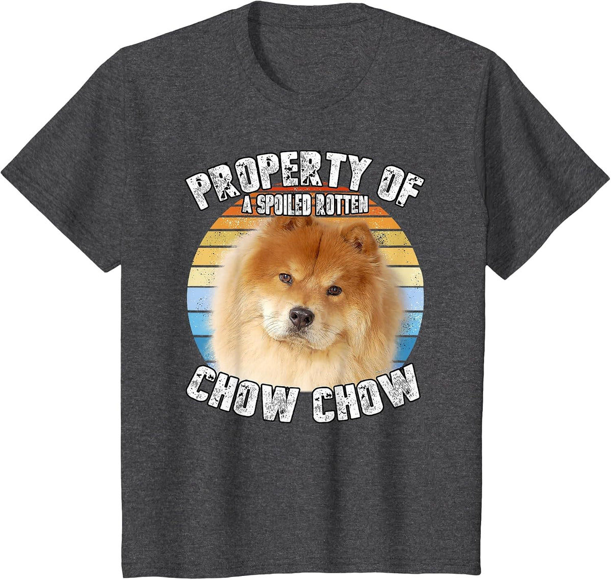 Chow Chow Red Retro Property of T-Shirt - Dark Heather Grey