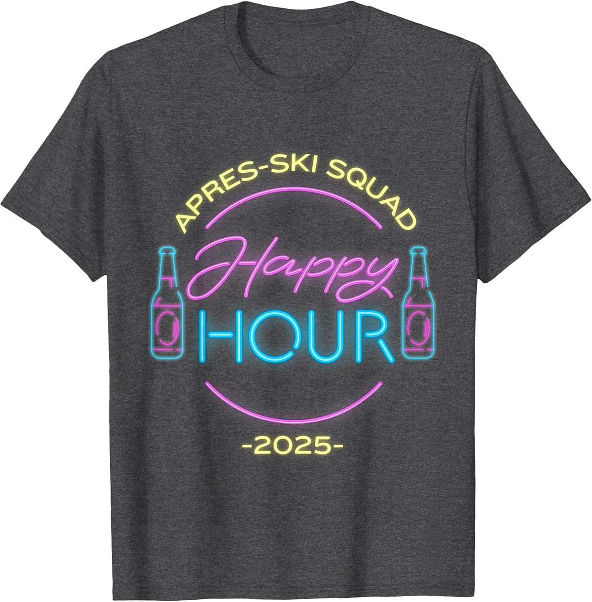 2025 Apres-Ski Squad 80's 90's Retro Happy Hour Skiing Funny T-Shirt - Dark Heather Grey