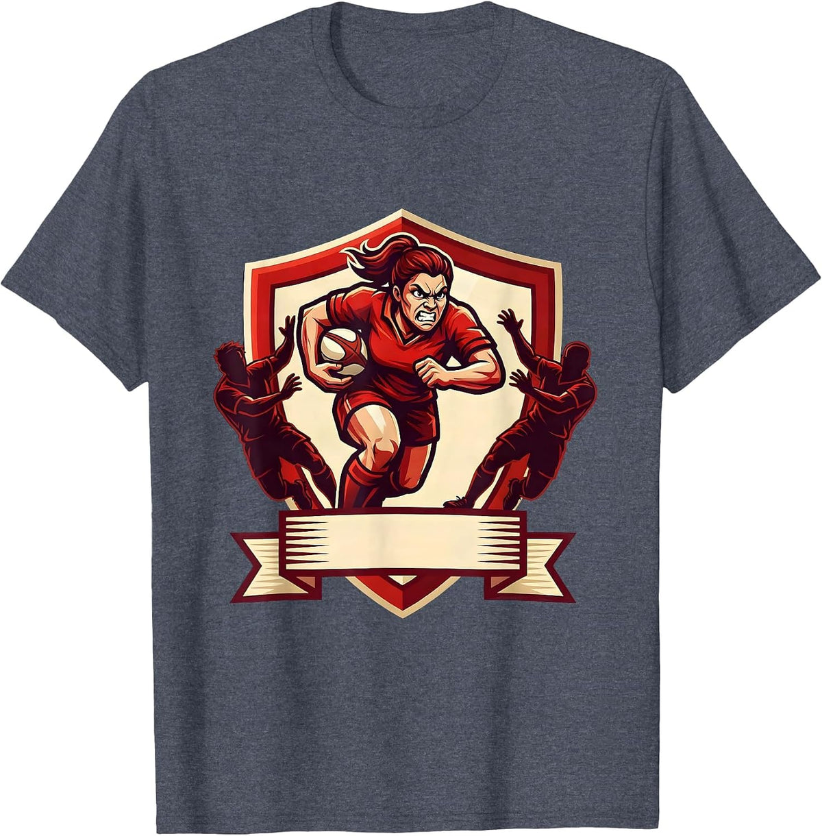 Rugby Unstoppable Breakaway Graphic Design T-Shirt - Heather Blue