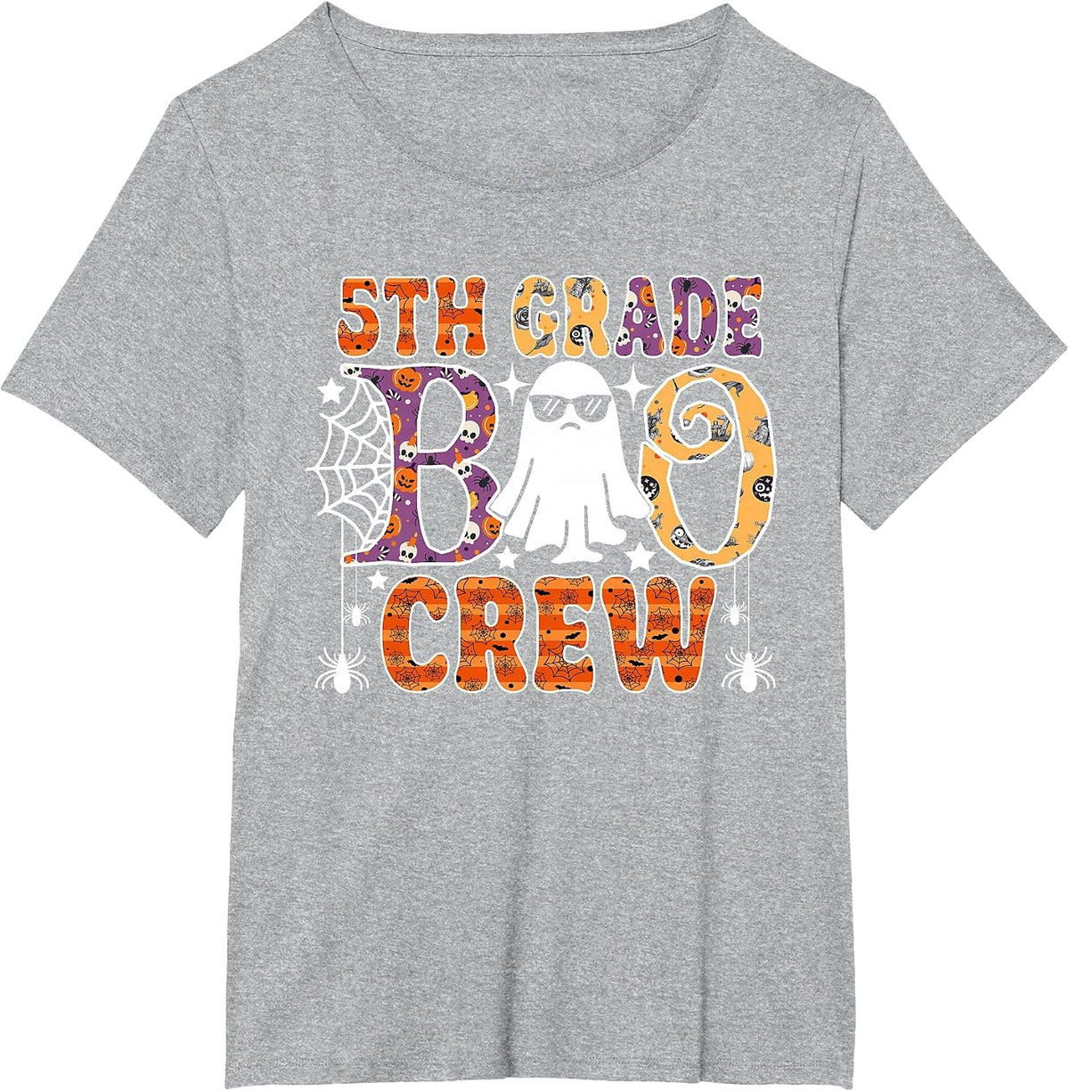 5th Grade Boo Crew Funny Halloween Teachers Students T-Shirt - Heather Grey