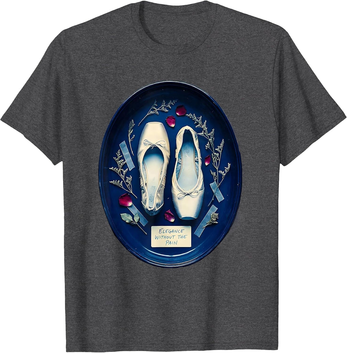 Elegance Without The Pain Ballet Flat Design T-Shirt - Dark Heather Grey