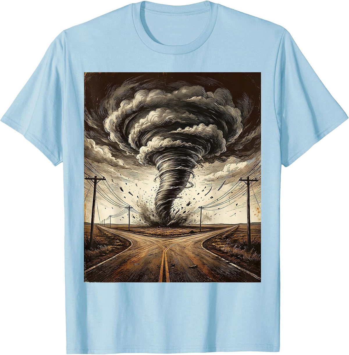 Men's Tornado Crossroads Graphic Tee - Turning Point T-Shirt - Baby Blue