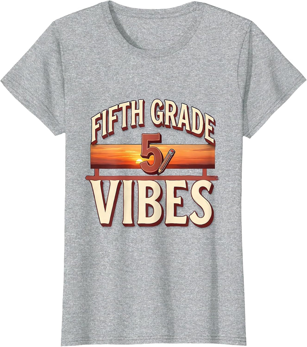 Fifth Grade Vibes Retro Teacher Back To School T-Shirt - Heather Grey