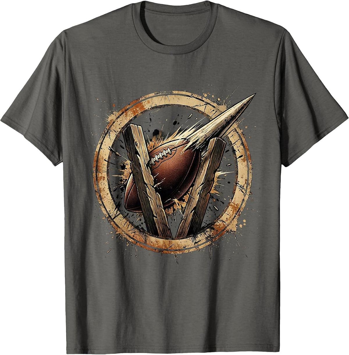 Men's Rugby Ball Through the Posts Graphic T-Shirt - Asphalt Grey