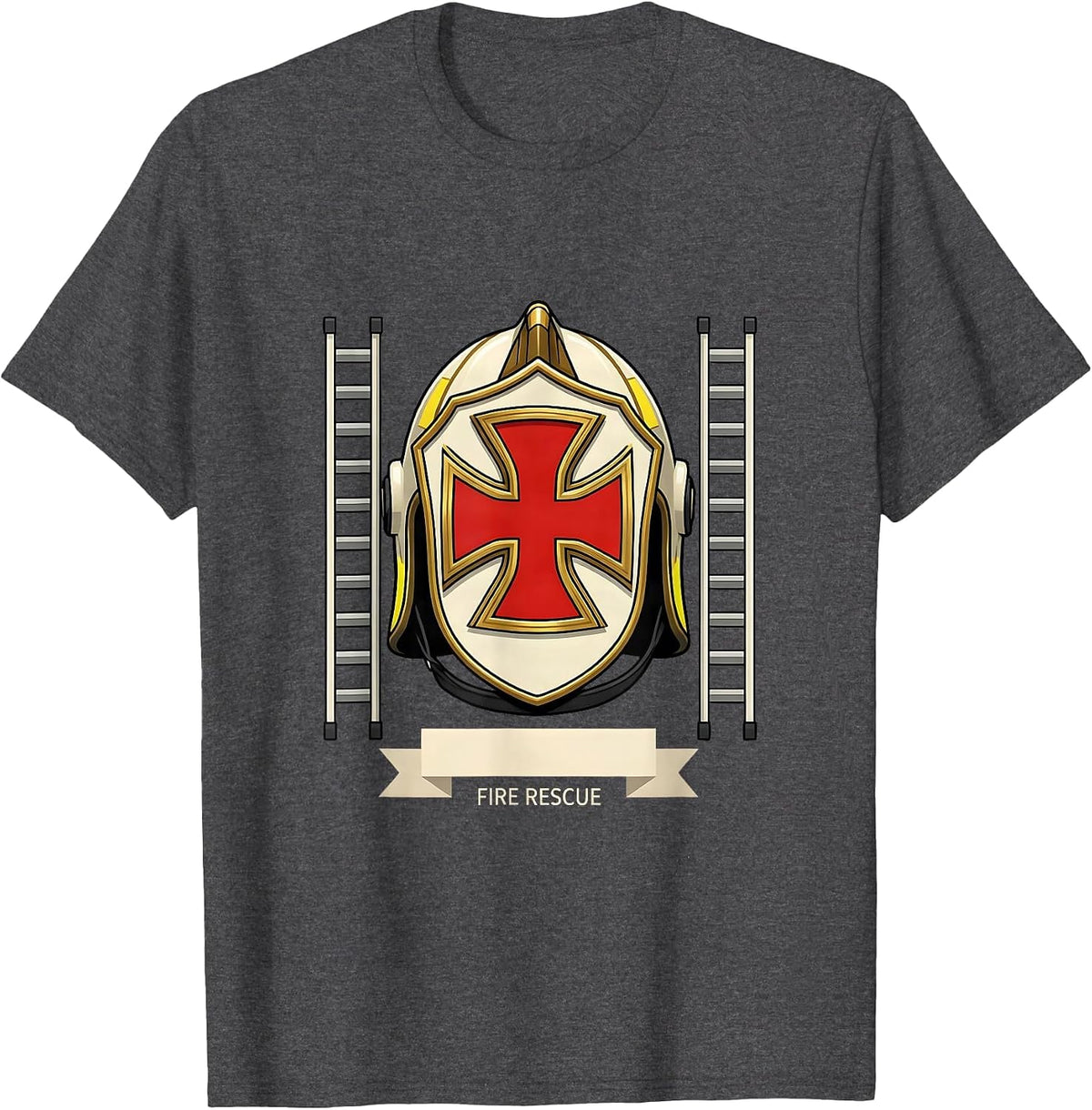 Fire Rescue Funny Firefighter Emblem Fire Department Pride T-Shirt - Dark Heather Grey