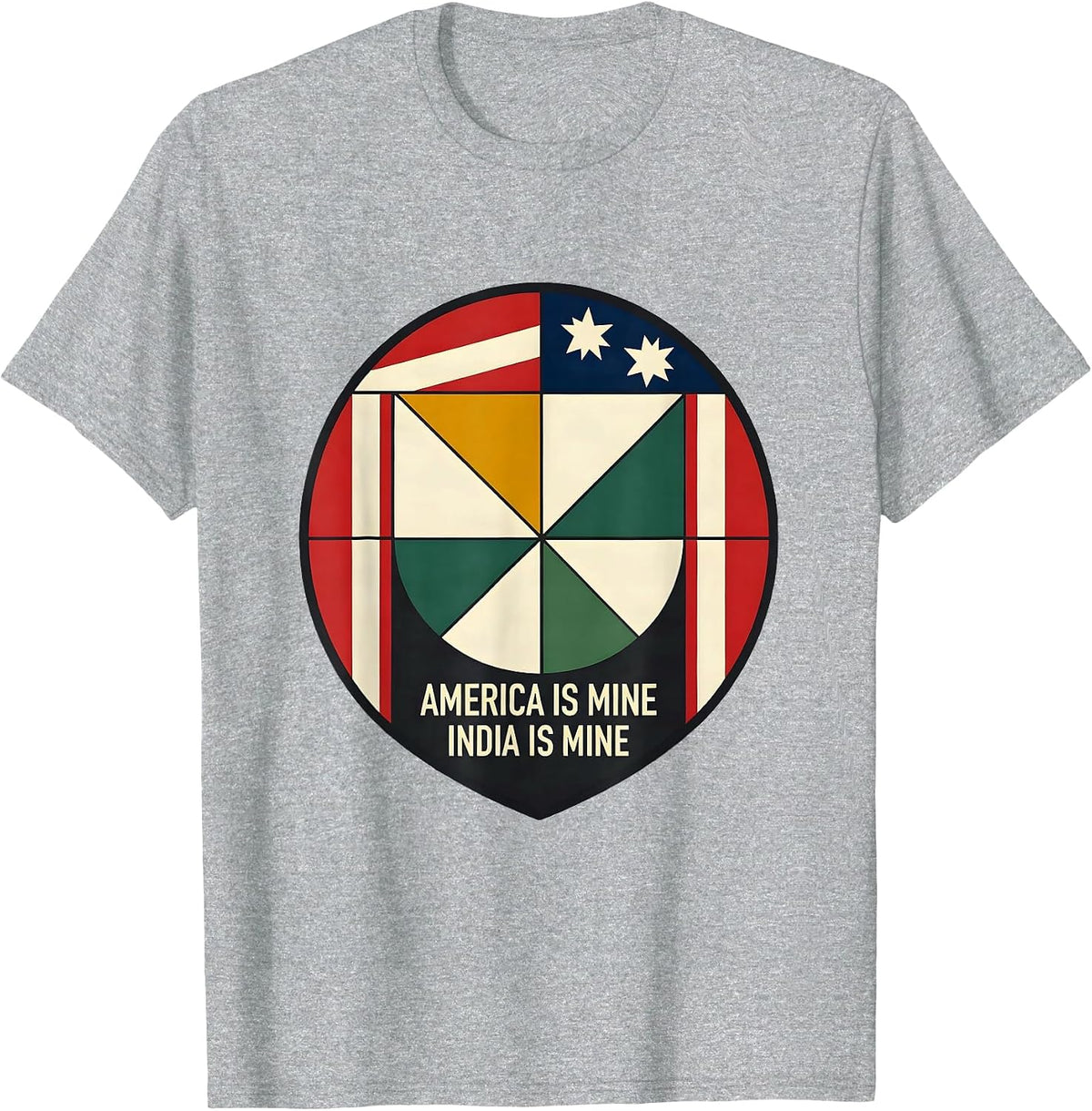 Men's America Is Mine, India Is Mine Patriotic Dual Heritage Pride T-Shirt - Heather Grey