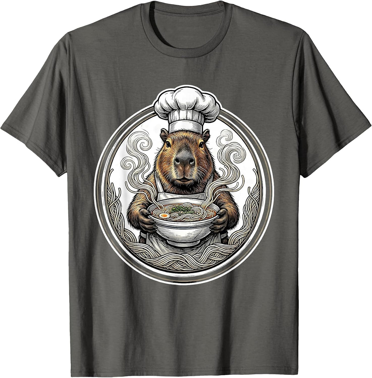 Men's Capybara Chef Ramen Bowl Graphic T-Shirt - Asphalt Grey