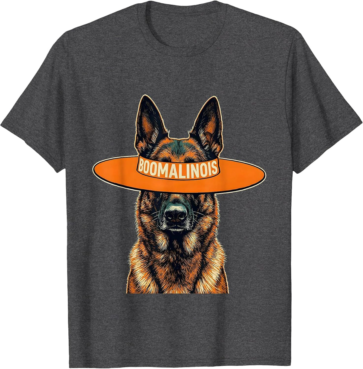 BooMalinois Funny Belgian Malinois Dog Halloween Humor T-Shirt - Dark Heather Grey