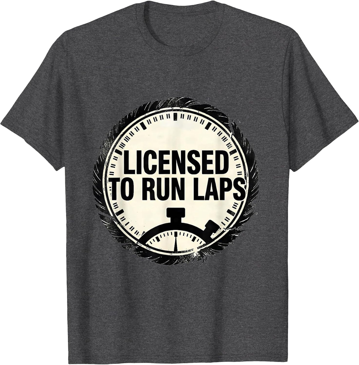 Men's Licensed To Run Laps Funny PE Teacher Back To School T-Shirt - Dark Heather Grey