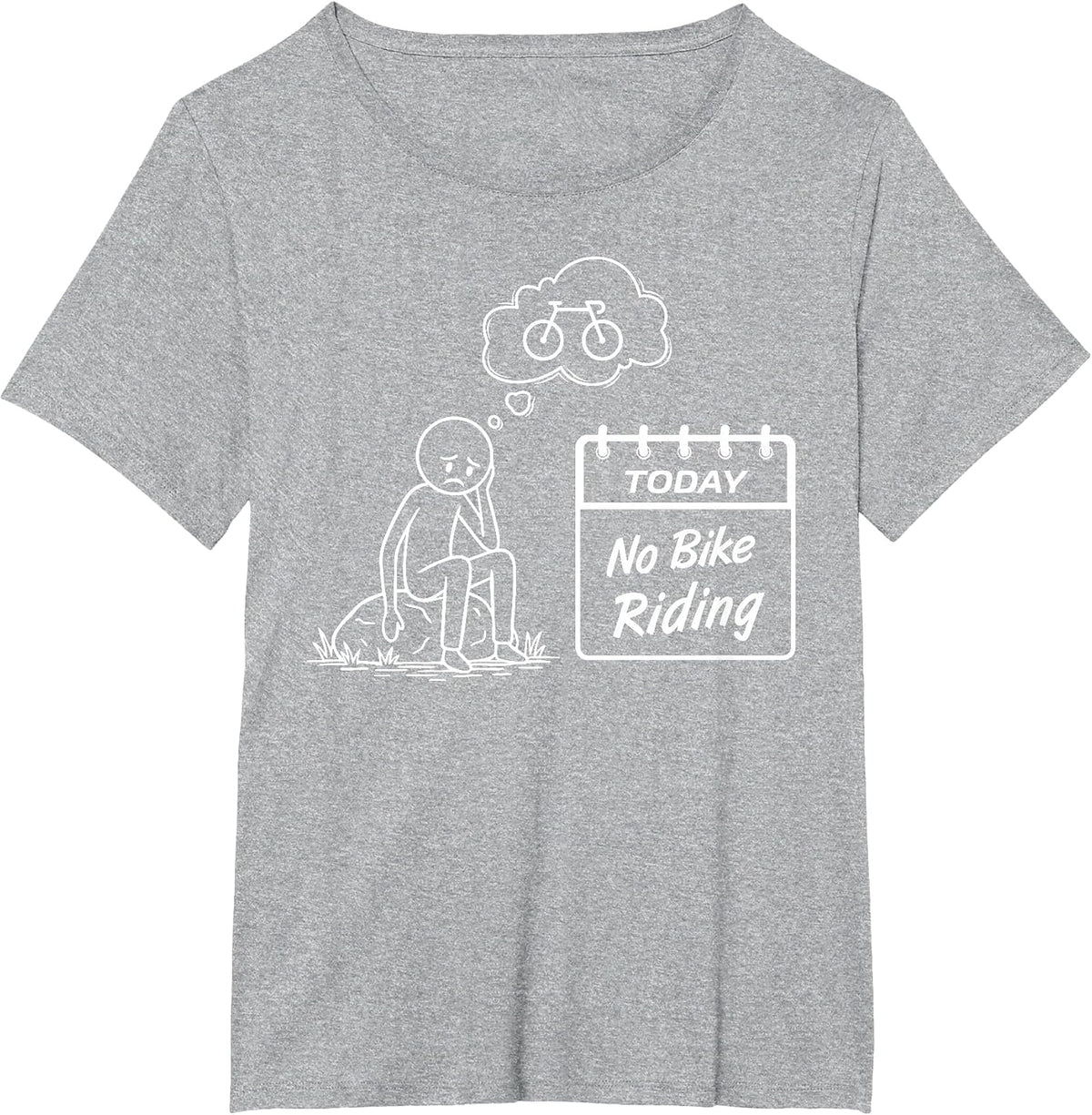No Bike Riding Today Funny Stick Figure Cycling T-Shirt - Heather Grey