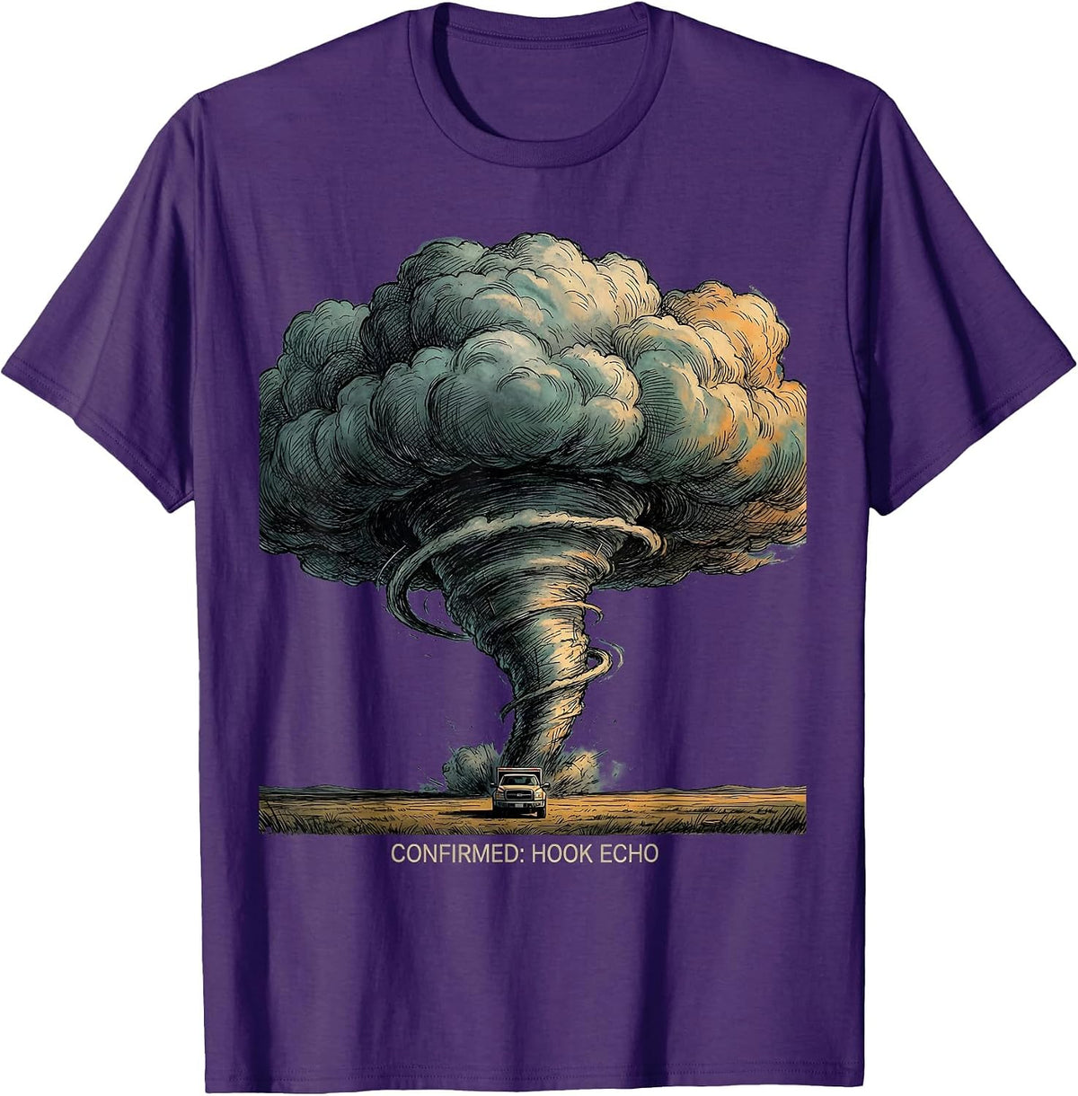 Confirmed Hook Echo Tornado Chaser Meteorology Enthusiast T-Shirt - Purple