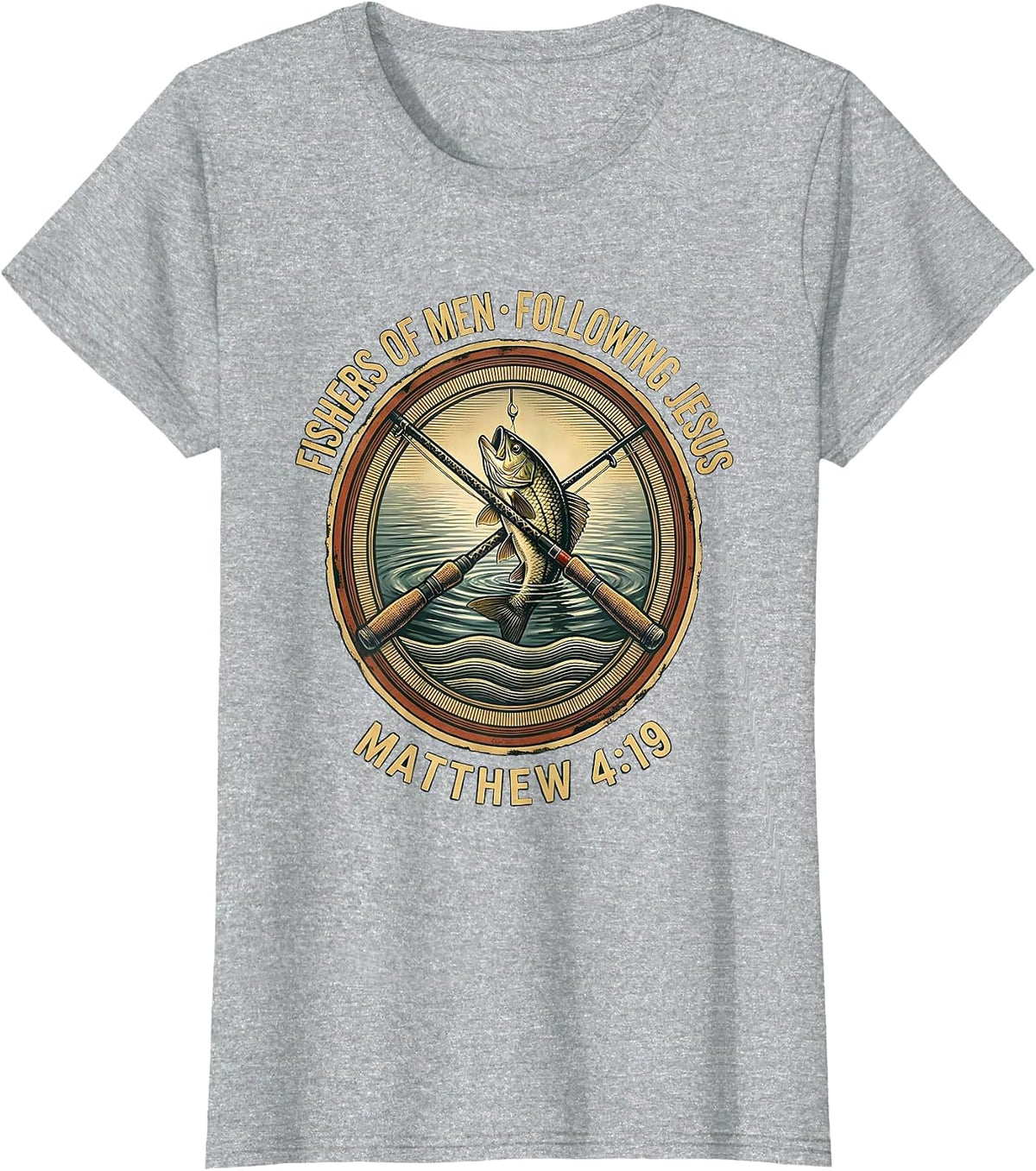 Fishers Of Men, Following Jesus — Matthew 4:19 Dad T-Shirt - Heather Grey