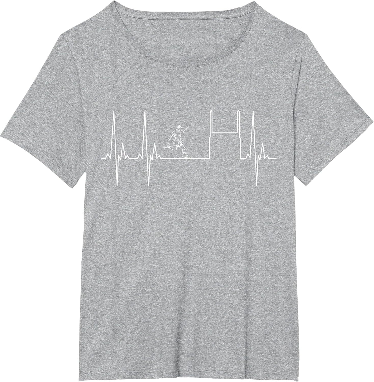 Rugby Heartbeat Rugby Player Fan T-Shirt - Heather Grey