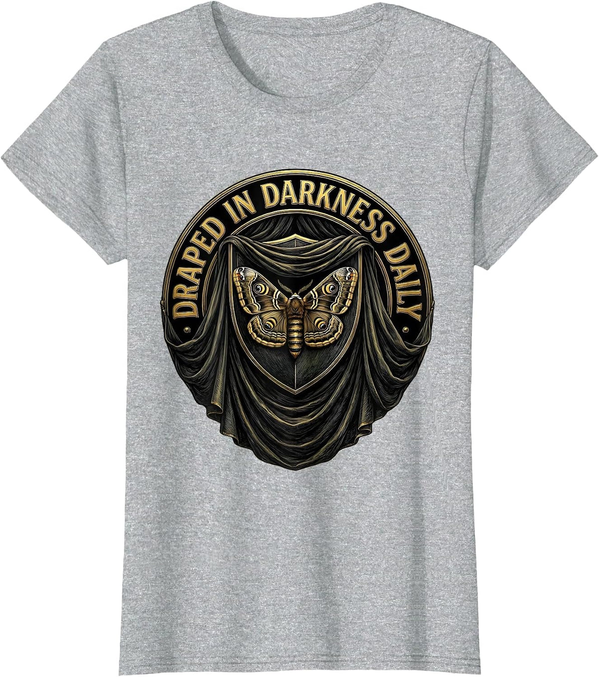 Draped in Darkness Daily Goth Design T-Shirt - Heather Grey