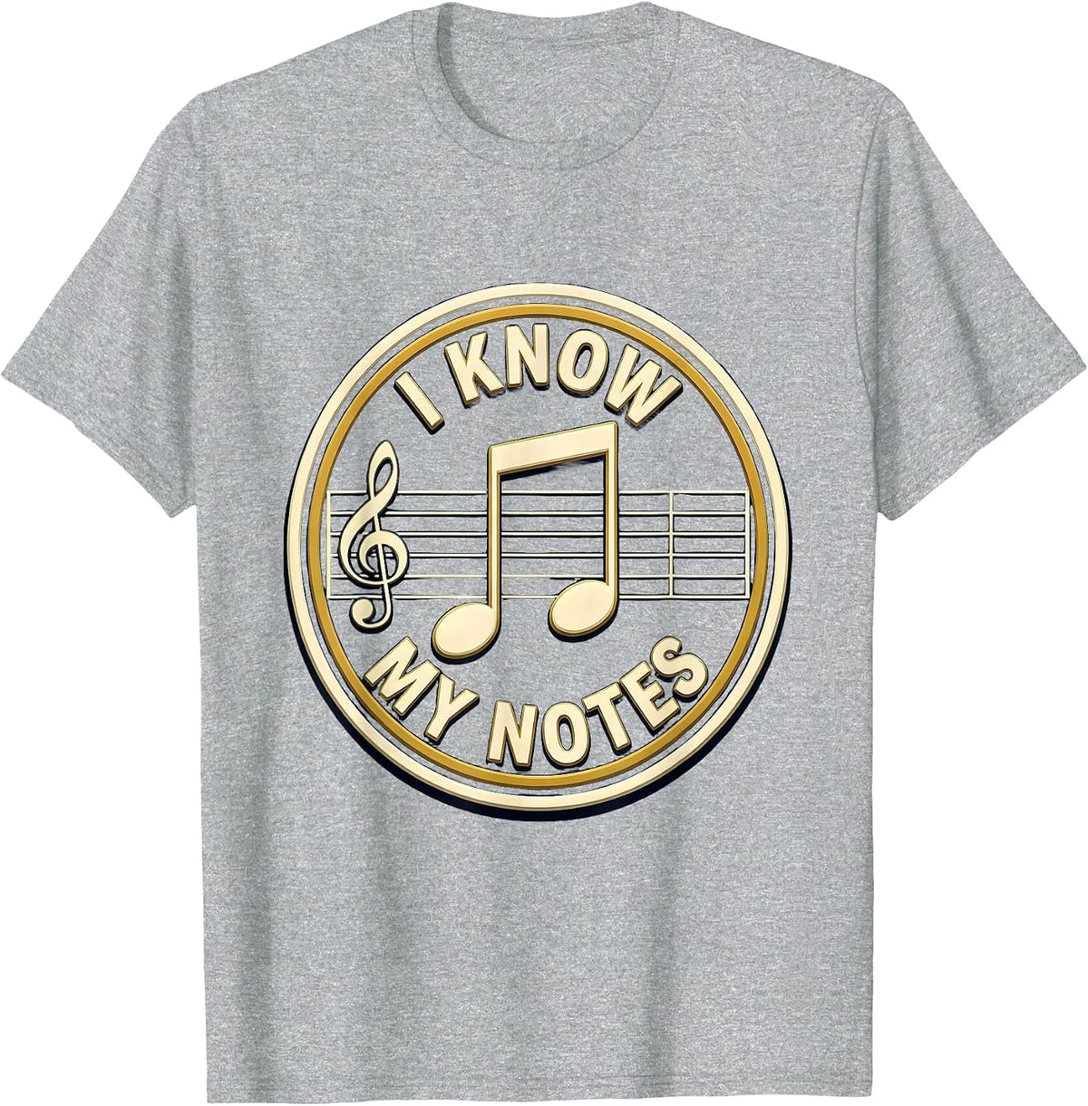 Men's I Know My Notes Funny Musician Band Member Music Teacher T-Shirt - Heather Grey
