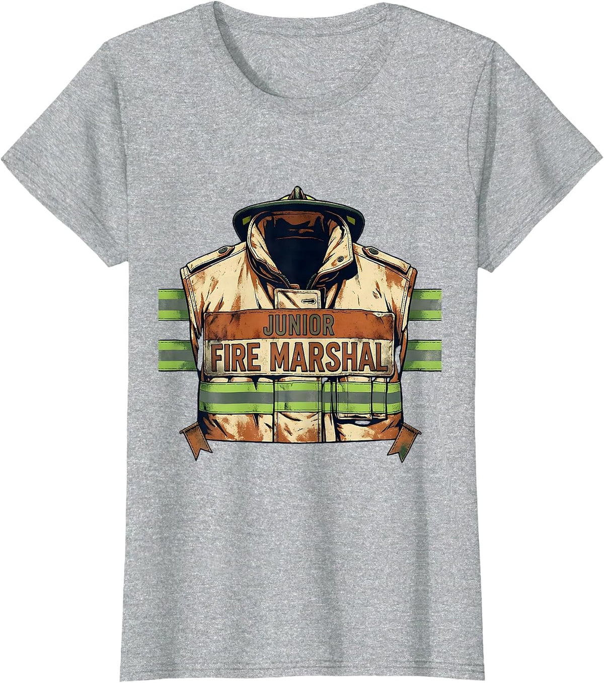 Junior Fire Marshal Vintage Firefighter Badge Humor T-Shirt - Heather Grey