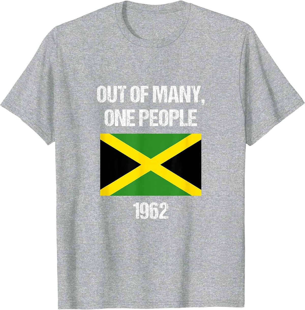 Jamaica Independence Day Tshirt, Out of Many, One People T-Shirt - Heather Grey