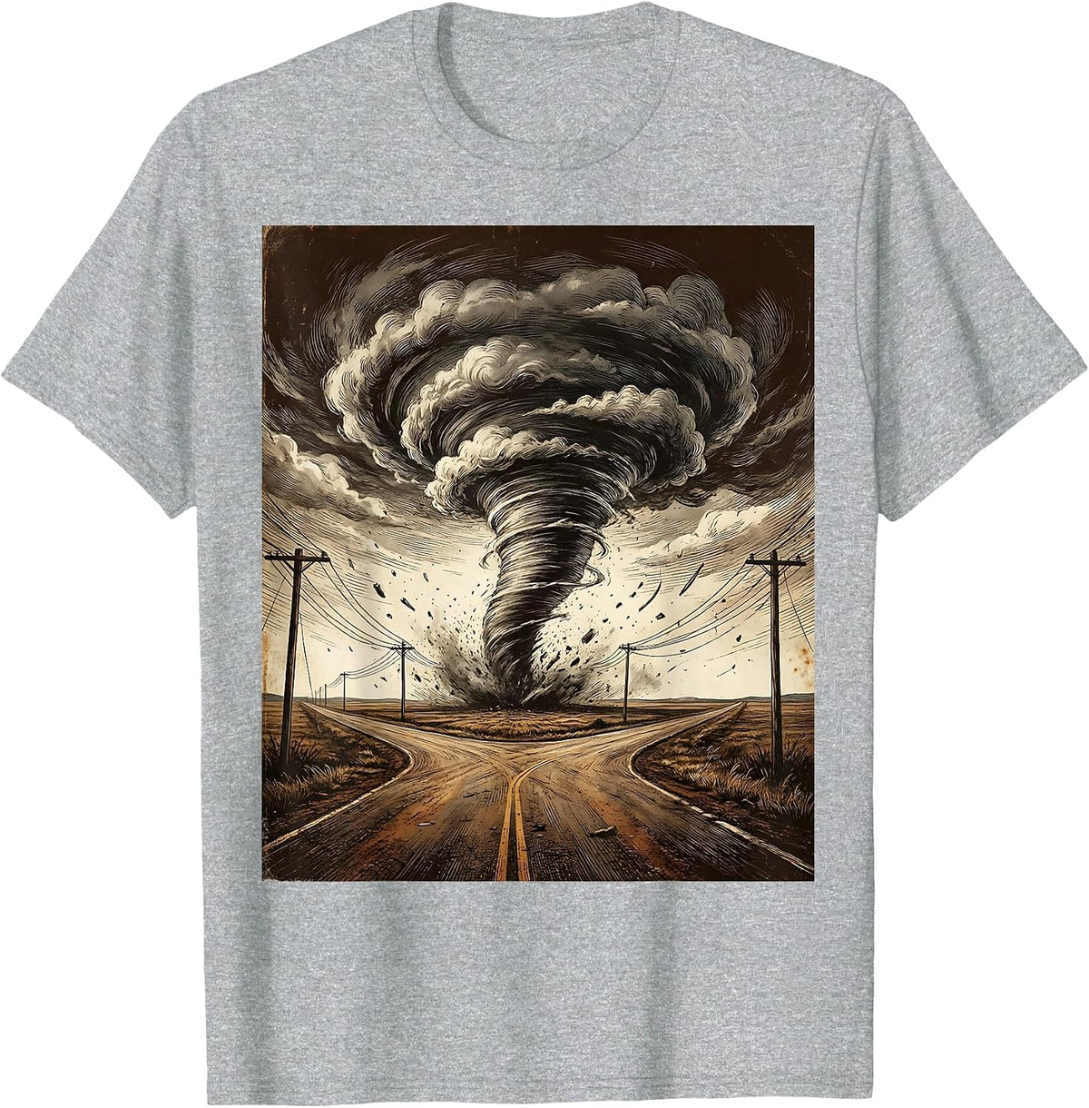 Men's Tornado Crossroads Graphic Tee - Turning Point T-Shirt - Heather Grey