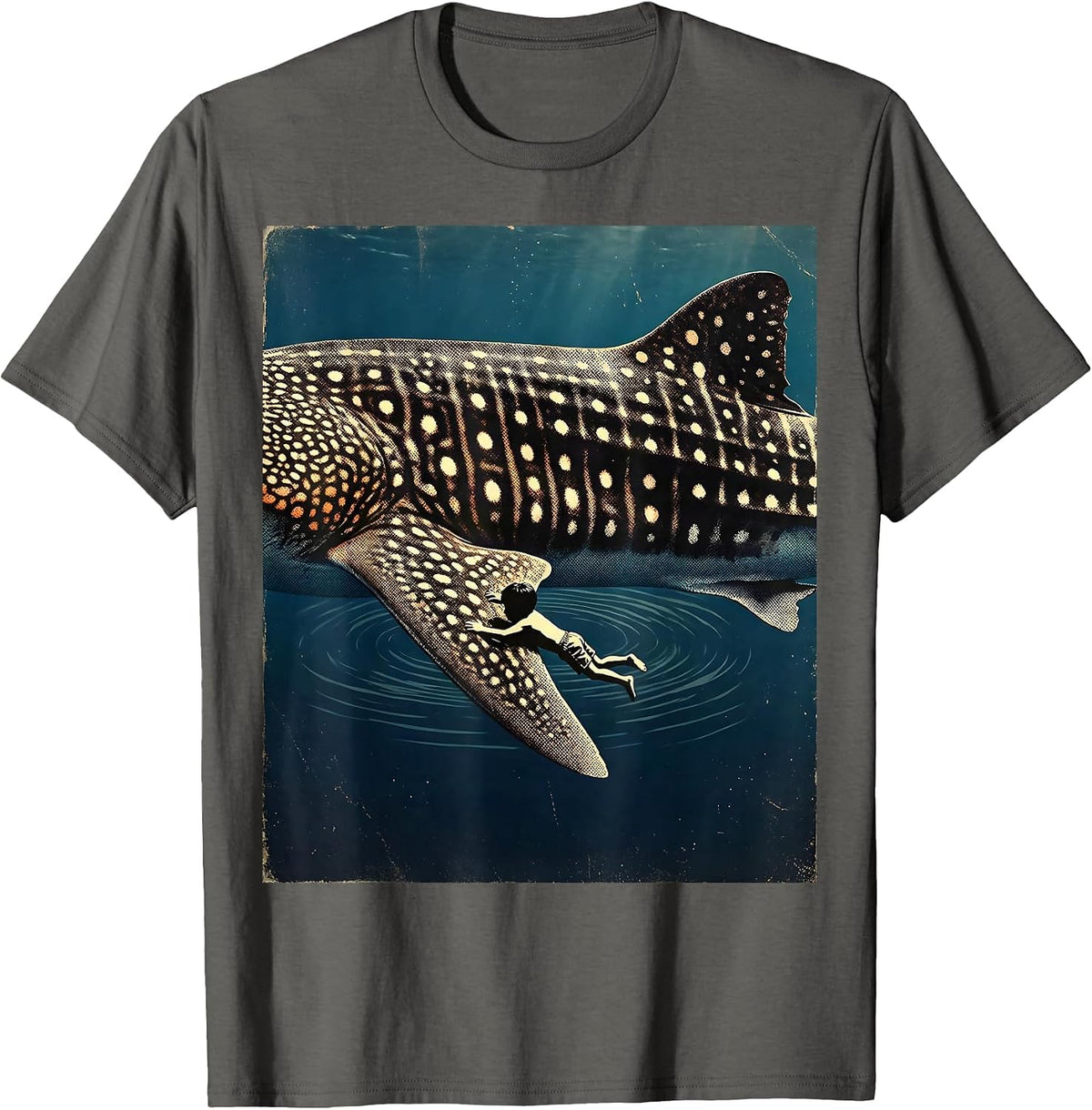 Men's Boys Mexico Whale Shark Swimming Adventure T-Shirt - Asphalt Grey