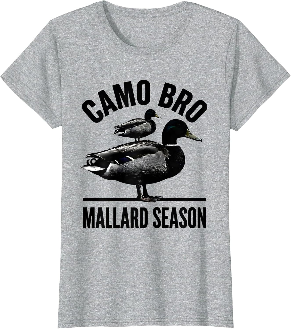 Women's CAMO BRO MALLARD SEASON Hunter Waterfowl Hunting Gift T-Shirt - Heather Grey