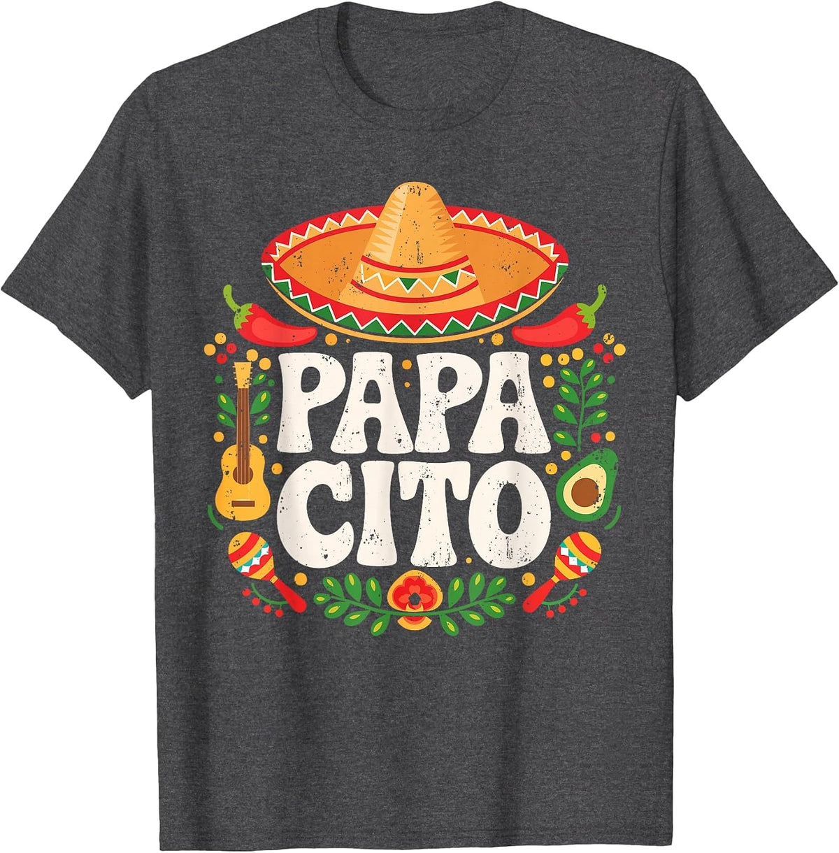 Papacito Shirt Funny Mexican Dad Men Cinco De Mayo Fiesta T-Shirt - Dark Heather Grey