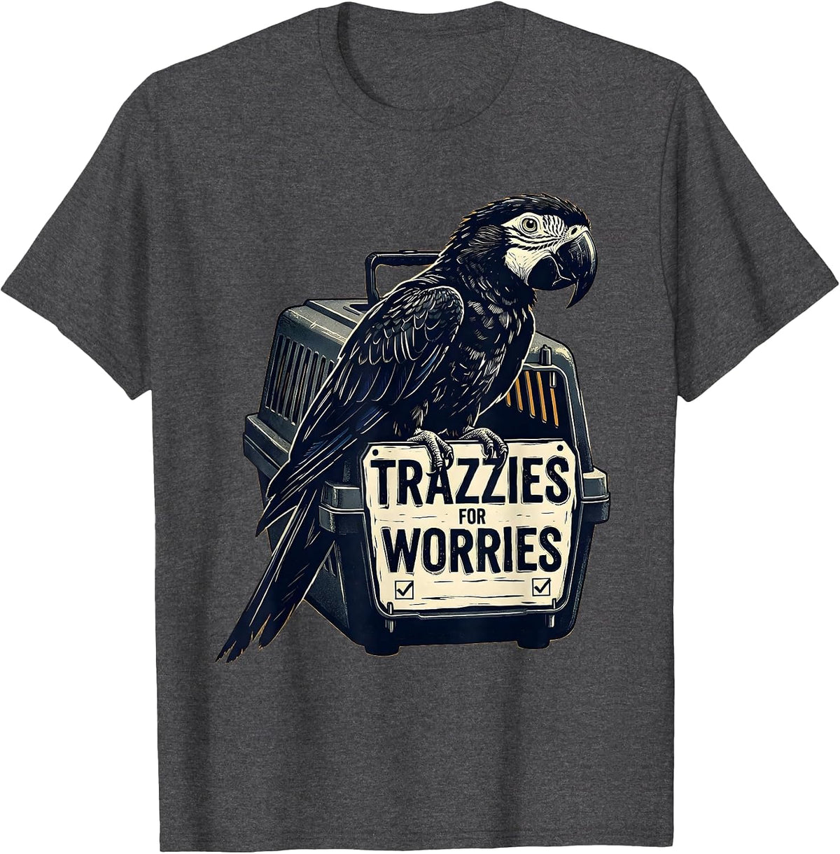 Trazzies For Worries Linocut Vet Tech Veterinary Technician T-Shirt - Dark Heather Grey