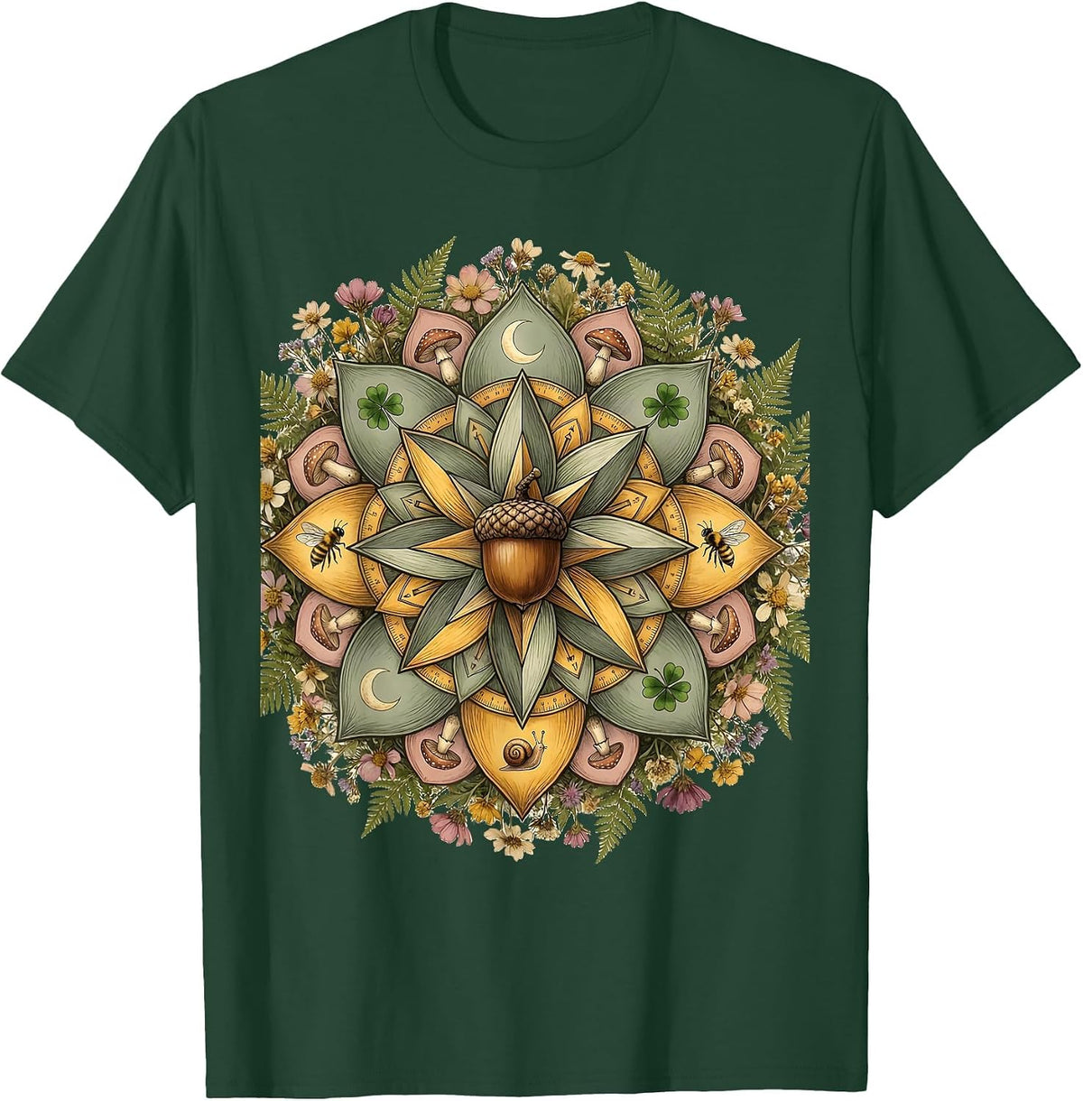 Men's 4th Grade Teacher Geometric Mandala Design T-Shirt - Dark Green