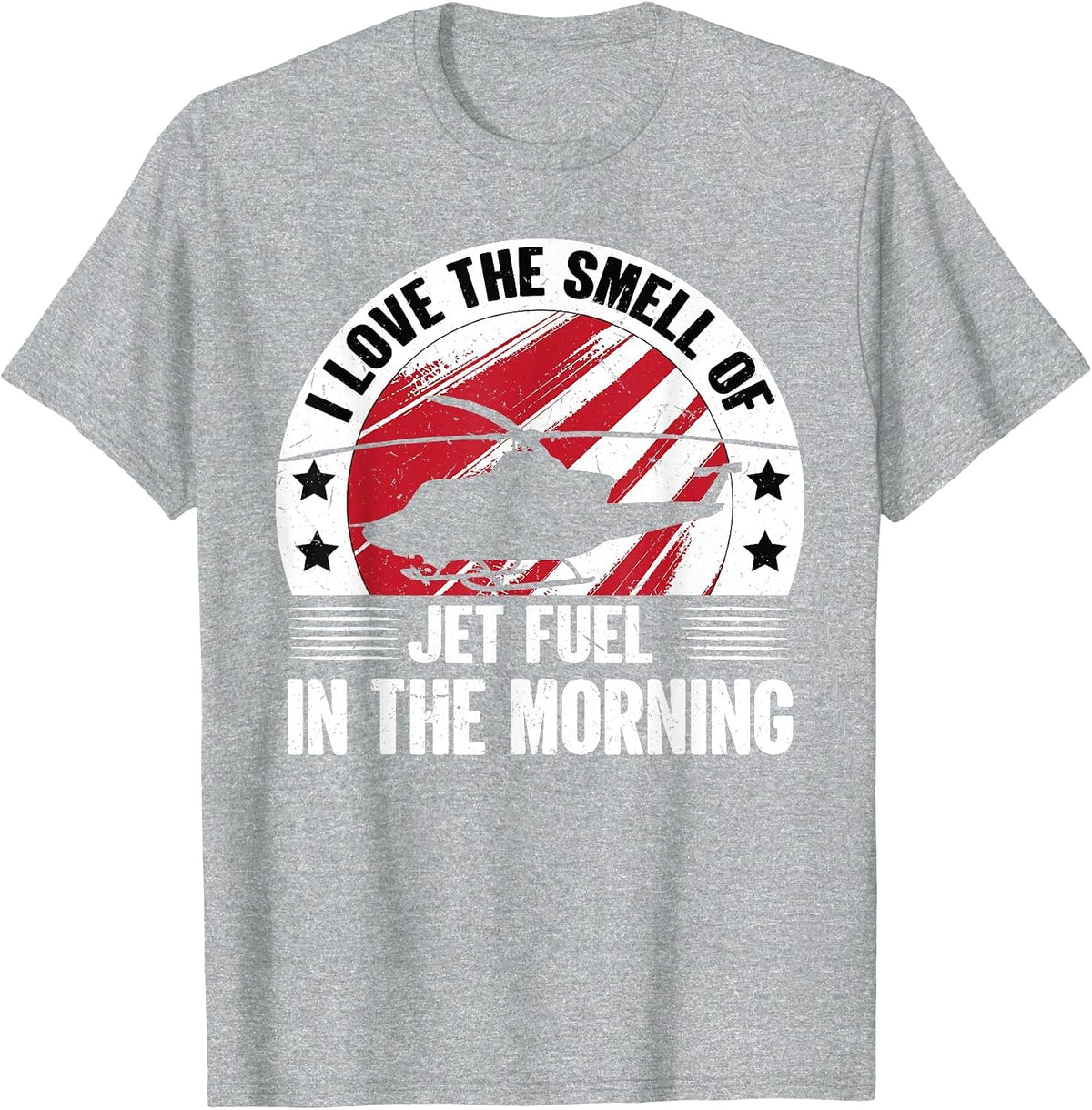 Helicopter | Love Smell Jet Fuel in The Morning - Pilot T-Shirt - Heather Grey
