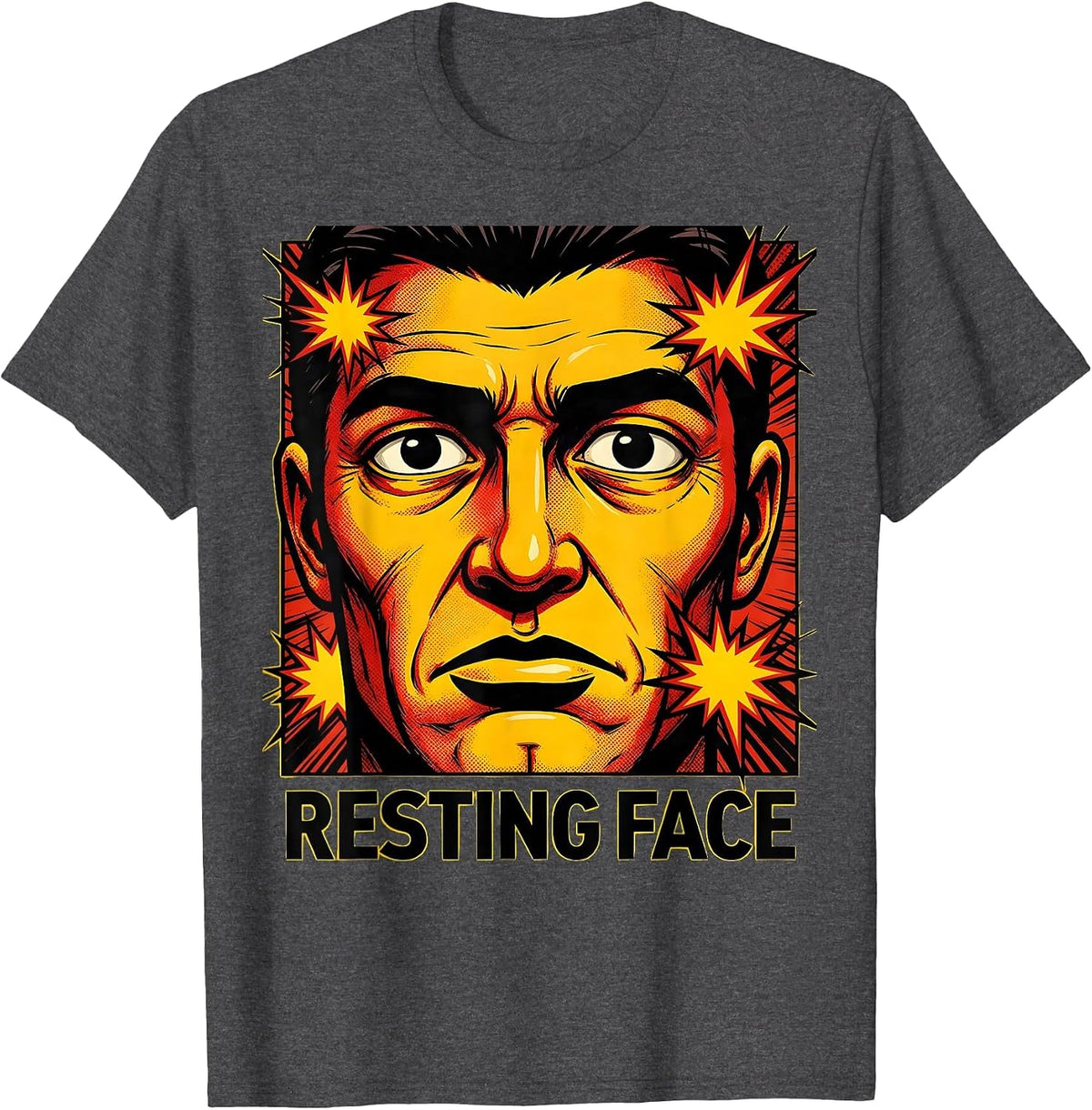 Resting Face Pop Art Music Lover Gift for Musicians Teachers T-Shirt - Dark Heather Grey