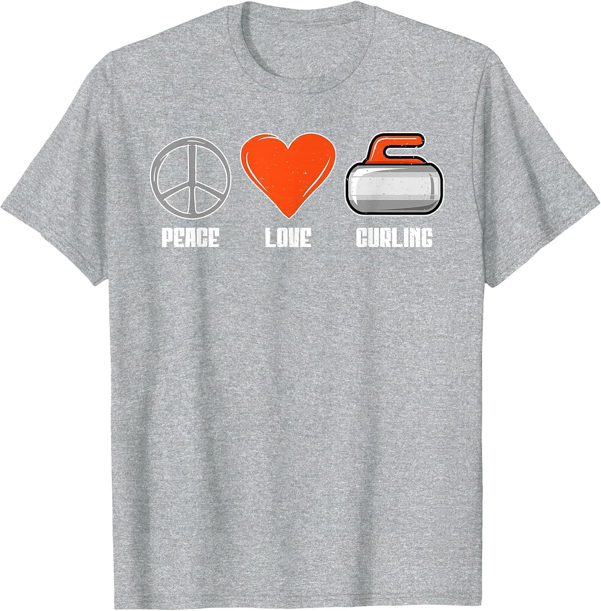 Peace Love Curling T-Shirt - Heather Grey