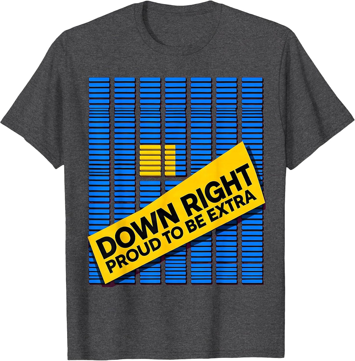 Men's Down Right Proud To Be Extra Heartfelt Down Syndrome Family T-Shirt - Dark Heather Grey