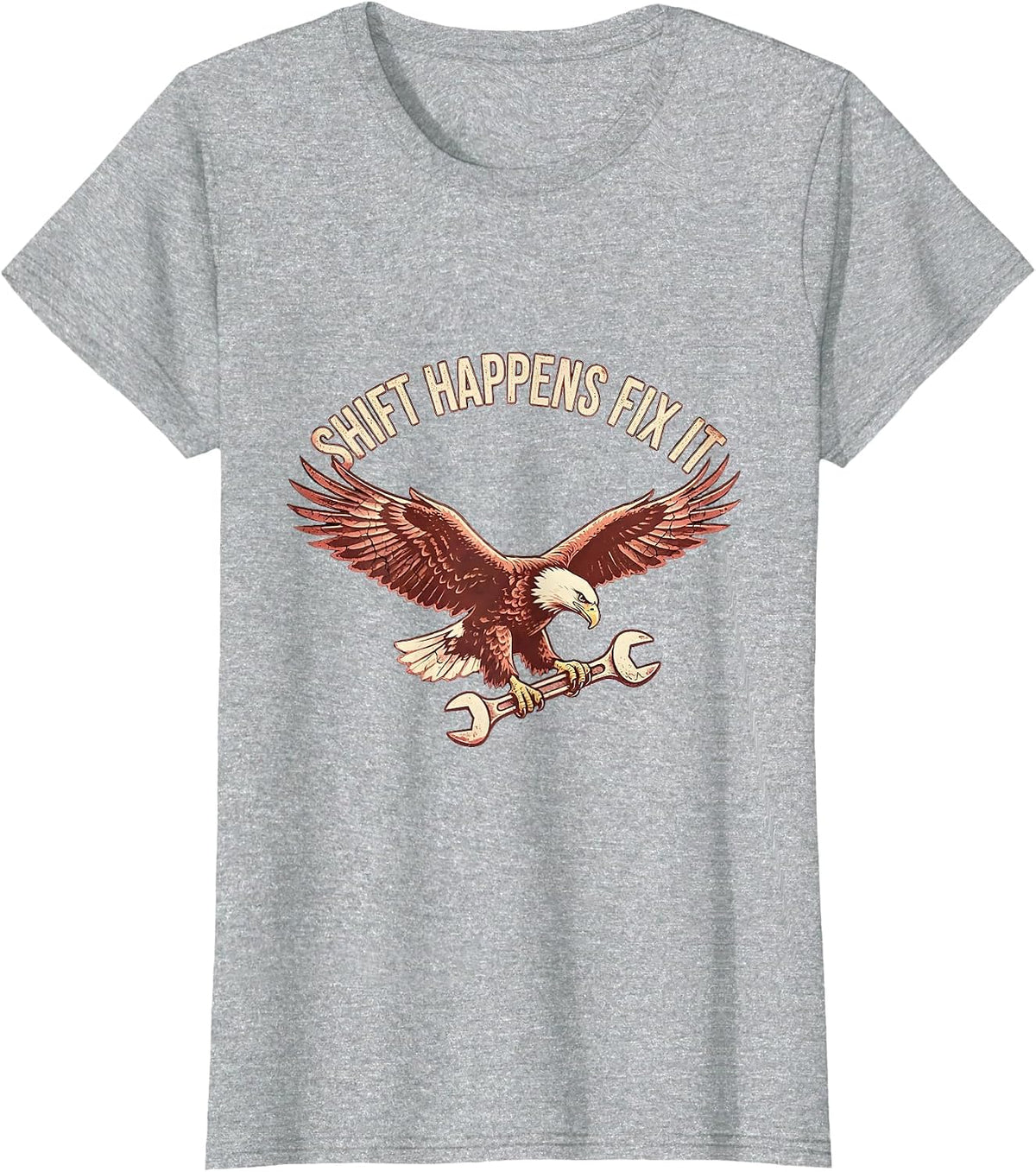 Shift Happens Fix It Funny Mechanic Design T-Shirt - Heather Grey