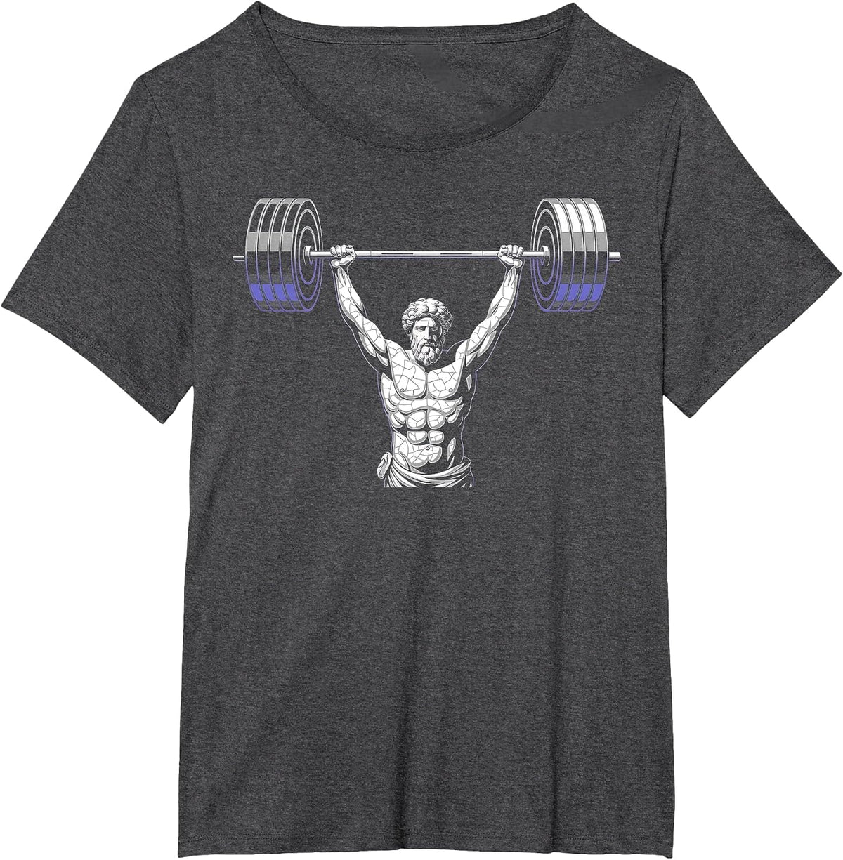 Ripped Greek God Statue Powerlifting Gym Weightlifting T-Shirt - Dark Heather Grey